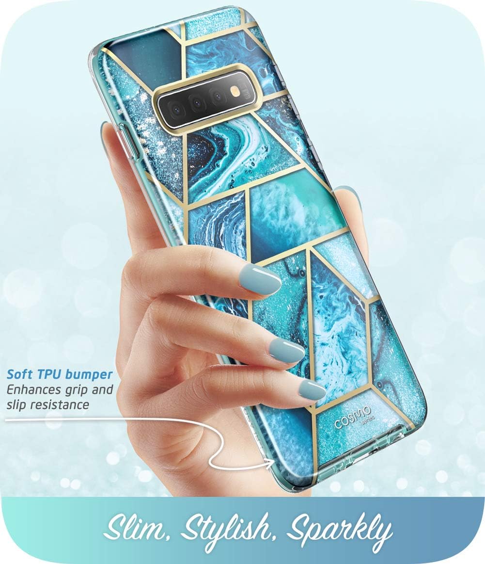 i-Blason Cosmo Series Designed for Samsung Galaxy S10 Case, Stylish Full-Body Protective Bumper Case Without Built-in Screen Protector for Galaxy S10 2019 Release (Ocean)
