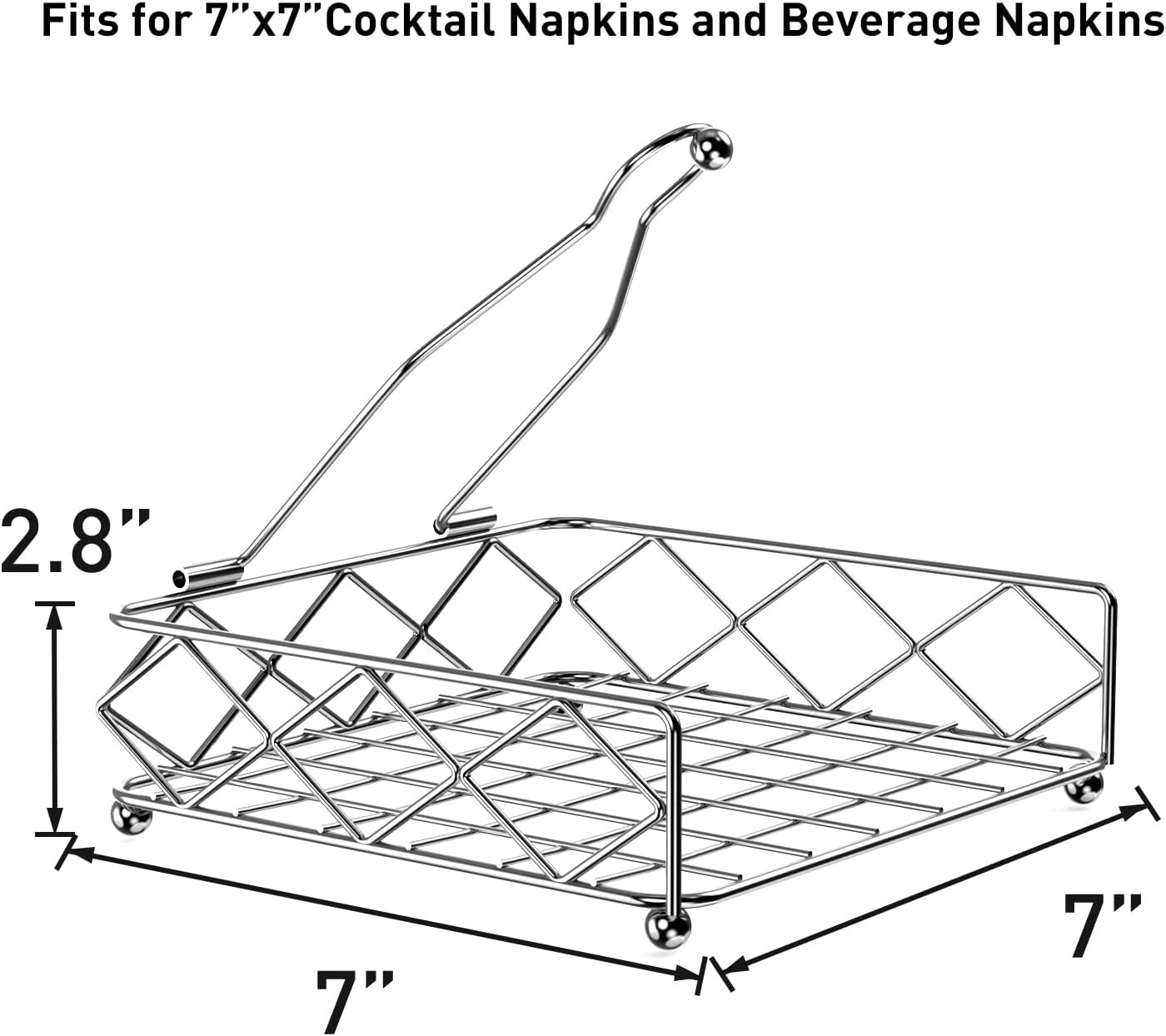 Modern Napkin Holder, Metal Flat Napkin Dispenser with Weighted Arm