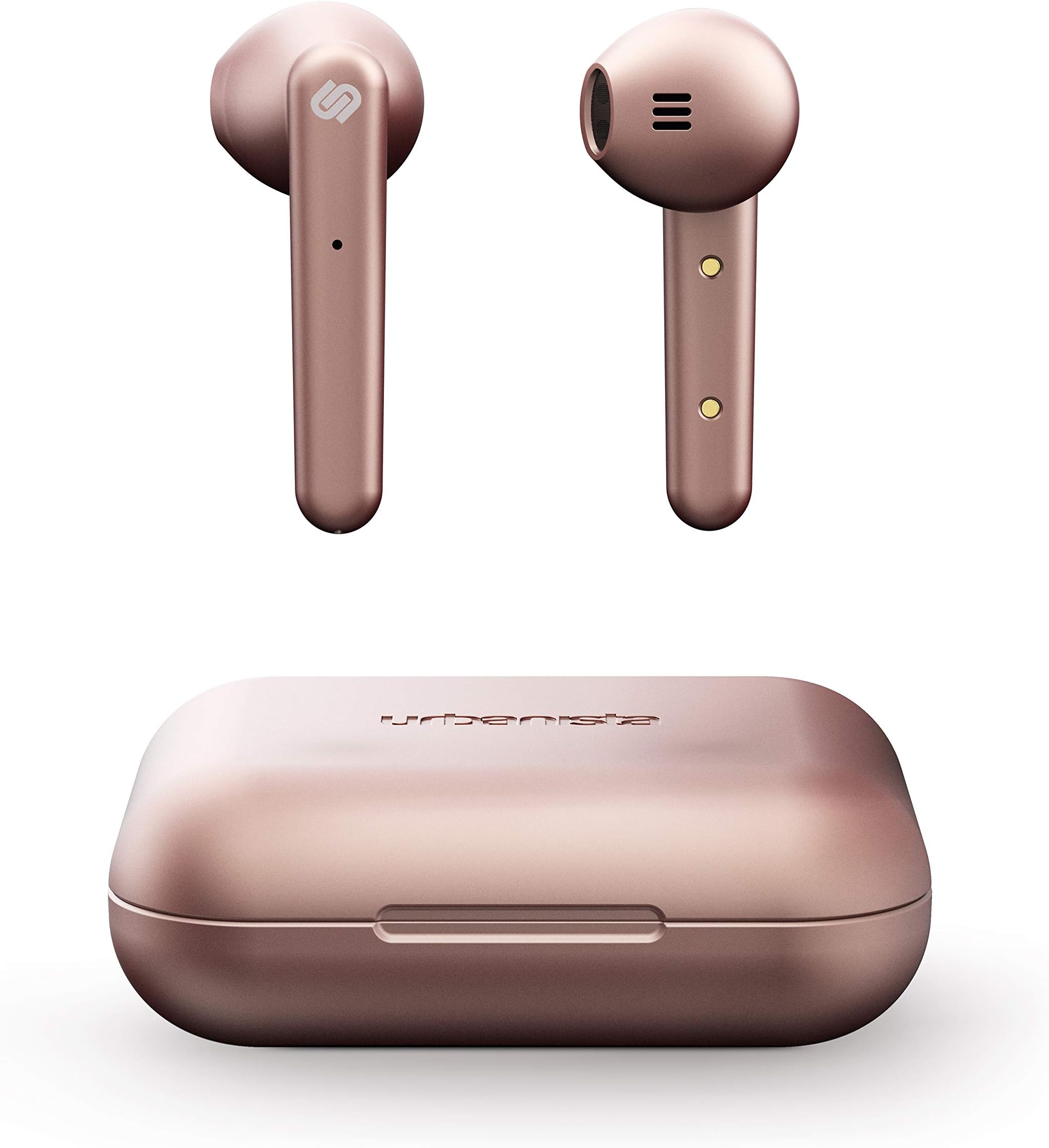 Urbanista Stockholm True Wireless Headphones. 14H Total Battery Life. Bluetooth 5.0 Including Charging Box, Touch Control and Double Microphone Headphones. Compatible with iOS and Android - Rose Gold