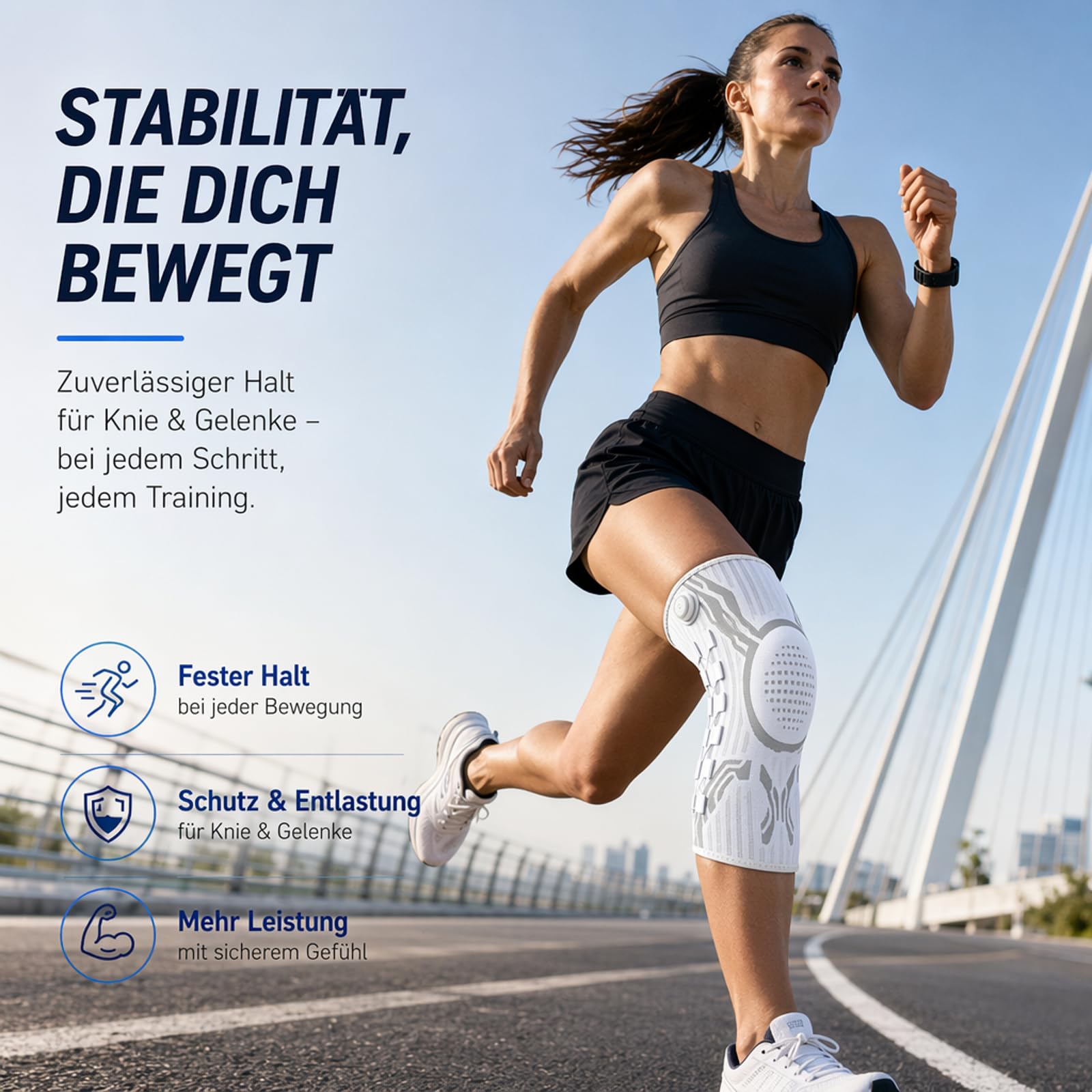 Vilaoknie Bandage - Sport Bandage mit Patellaring & Stabilisierungsbändern zur Kompression - Knieorthese Knieschoner, Knieunterstützung beim Fitness & Alltag (Ein schwarzes Paar, XL)
