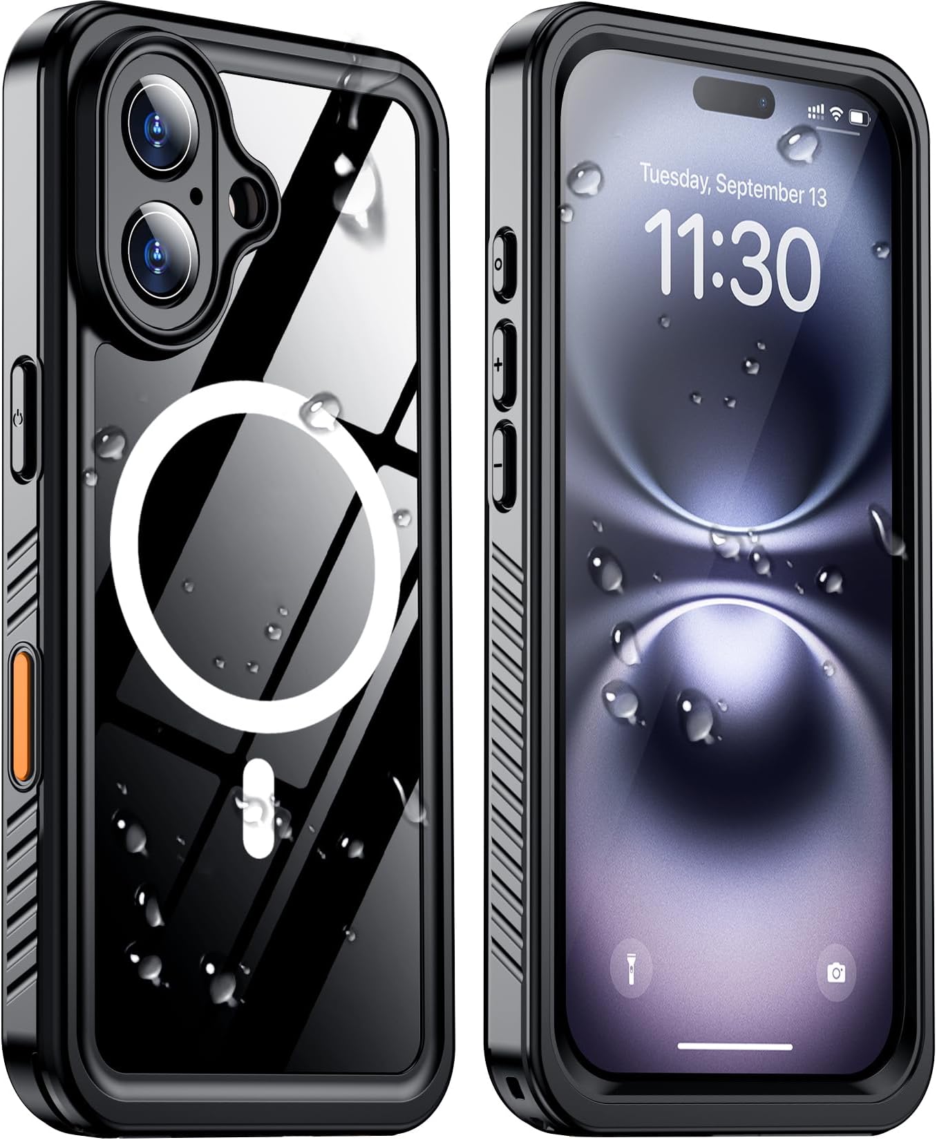 Magnetic for iPhone 16 Case Waterproof,Built-in Screen Protector[IP68 Underwater][Upgrade Military Dropproof][Compatible with MagSafe] Full Body Shockproof for Case 6.1''-Black
