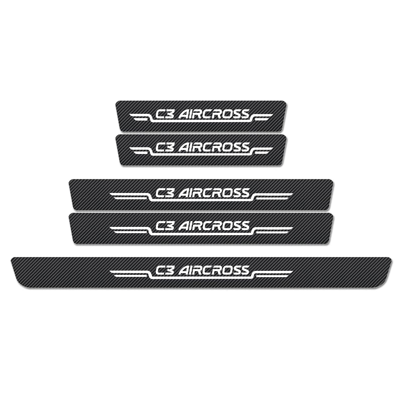 WXH97F Car Door Sill Protector Scuff Plates for Citroen C3 aircross 2017-2025 2026, Carbon Fibre Effect Door Step Guard, Rear Boot Bumper Strip, Self-Adhesive Anti-Scratch Protection Sticker