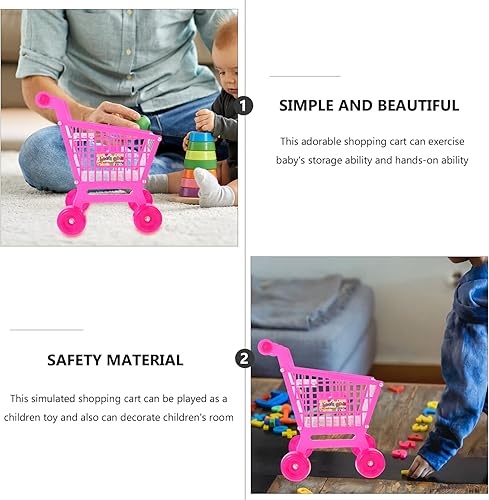 Miniatura 5 de Toyvian Mini carrito de compras carrito de supermercado, carrito de compras, carrito de almacenamiento, juguetes de simulación, soporte para