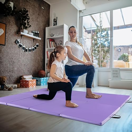 Miniatura 2 de Giantex Colchoneta de gimnasia de 8 x 4 x 2 pulgadas, tapete plegable con asas de transporte, funda de piel sintética desmontable para yoga,