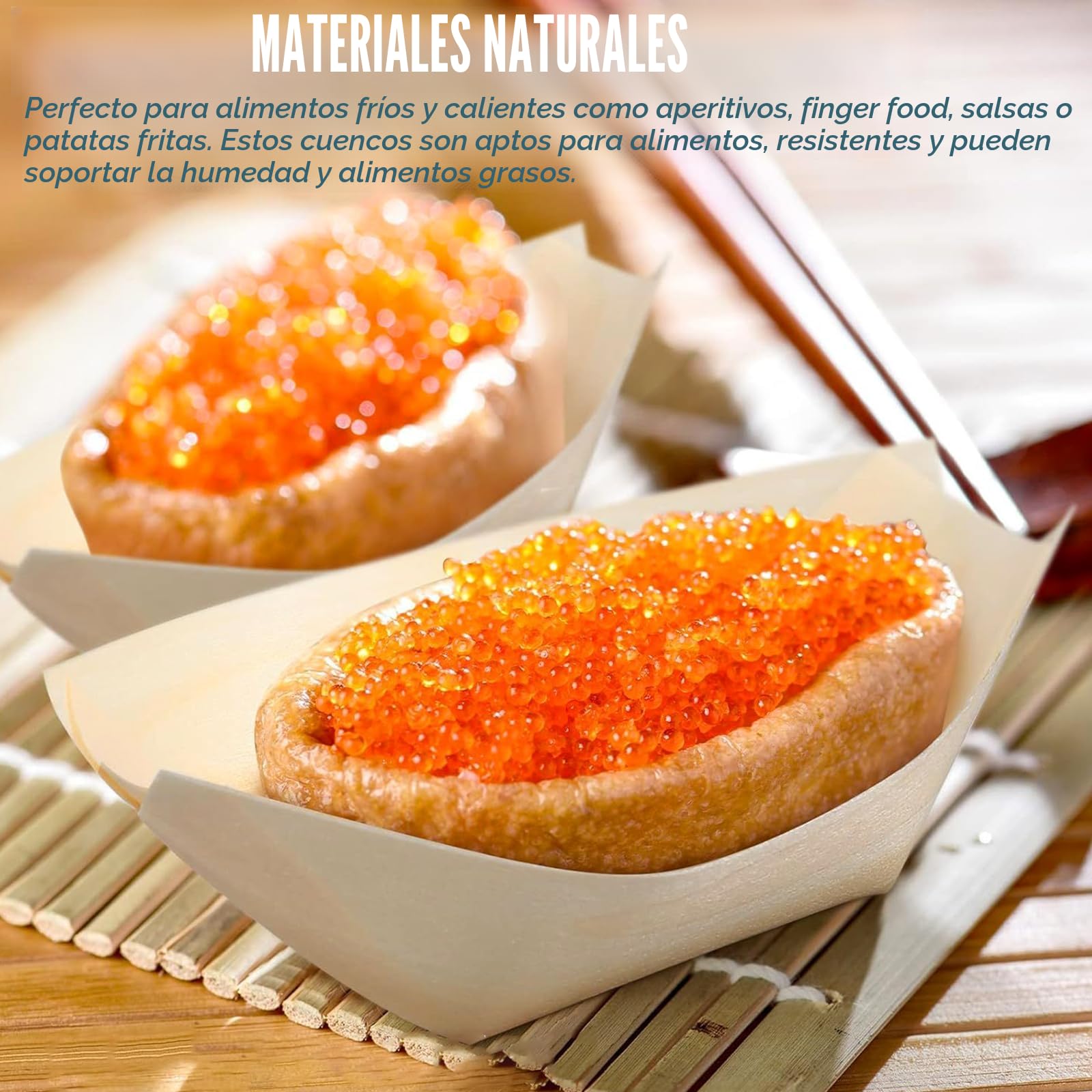 LPZMPZ 100 Piezas Cuencos Bowls Aperitivos Bols Desechables EcolóGicos y Biodegradables Barquitas de Madera para Aperitivos Fiesta Papas Fritas Currywurst Sushi Catering