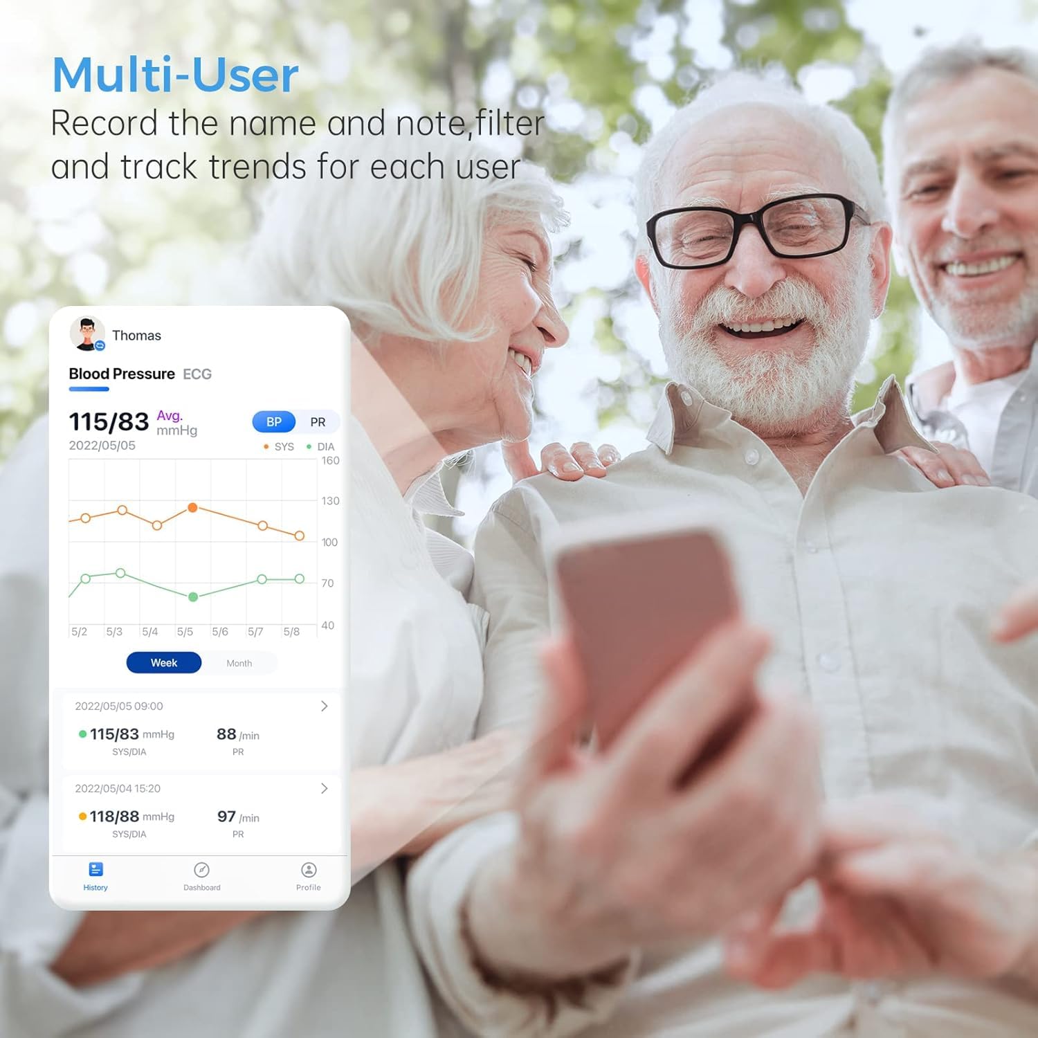 Wellue Armfit Plus Tensiómetro de Brazo Digital con Función de ECG, Monitor para la Presión Arterial, APP de Conexión Bluetooth para iOS y Android