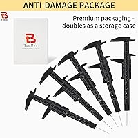 Vista 8 de TamBee Calibre Vernier de plástico, mini pinza de 5.906 in para estudiantes de escuela, pinza de doble escala, joyería para cejas, regla de medición