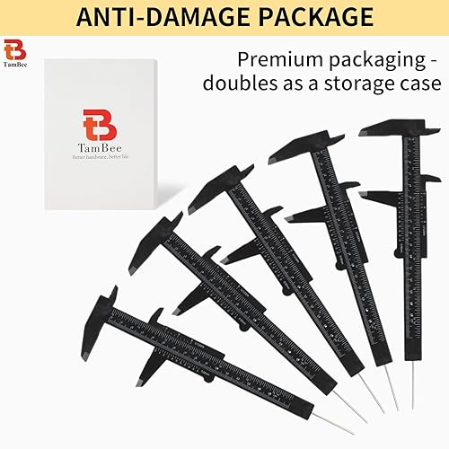 Miniatura 8 de TamBee Calibre Vernier de plástico, mini pinza de 5.906 in para estudiantes de escuela, pinza de doble escala, joyería para cejas, regla de medición