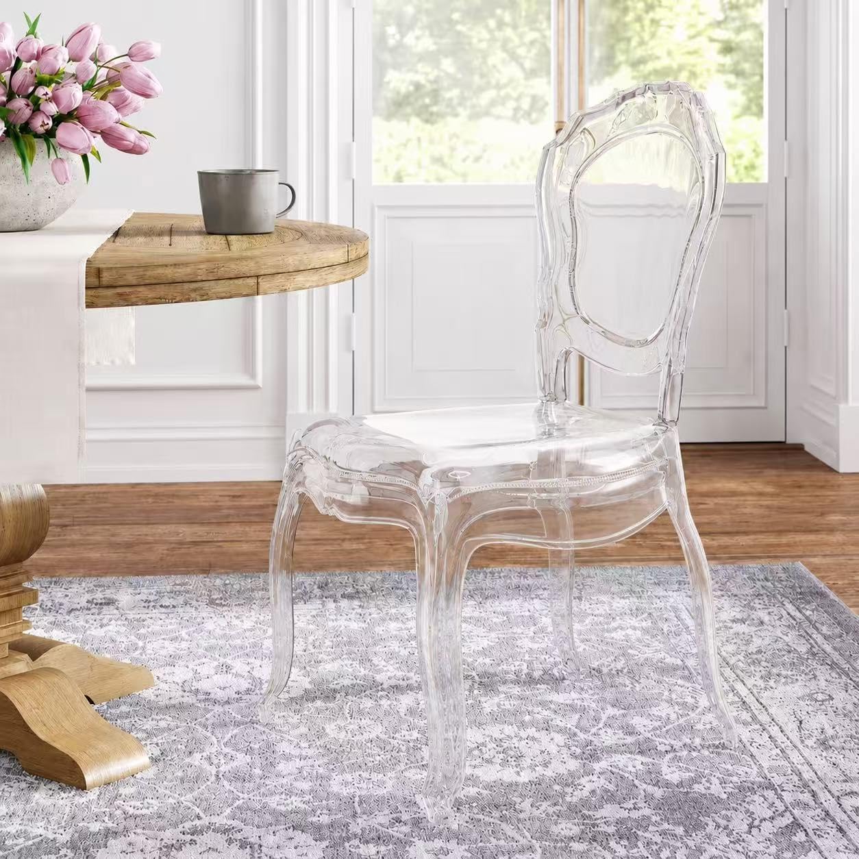 2xhome Belle Ghost Dining Chairs, Set of 2, Clear - Image 1