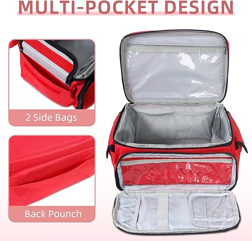 Miniatura 3 de Bolsa de primeros auxilios vacía Caja de almacenamiento de kit de primeros auxilios 12 x 9 x 7 pulgadas, bolsa médica para el hogar, bolsa de