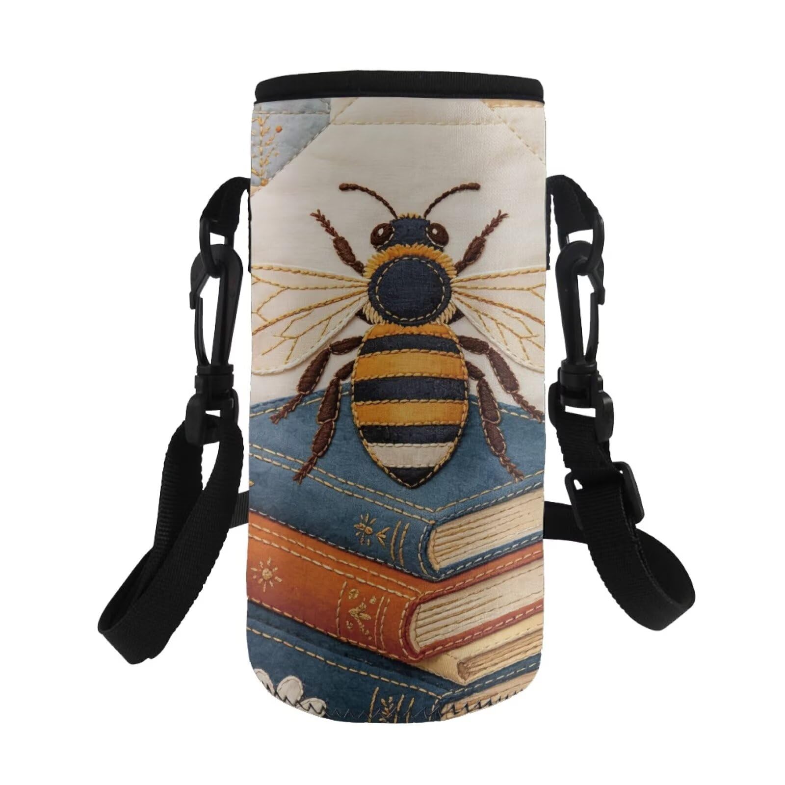 COEQINE Kids Water Bottle Sleeve 500Ml - 1000Ml For School Cute Honey Bee Books Insulated Carrier Bag Case Pouch Cover With Adjustable Shoulder Strap Design Floral Hose Pattern Girls Women Travel โ image 1