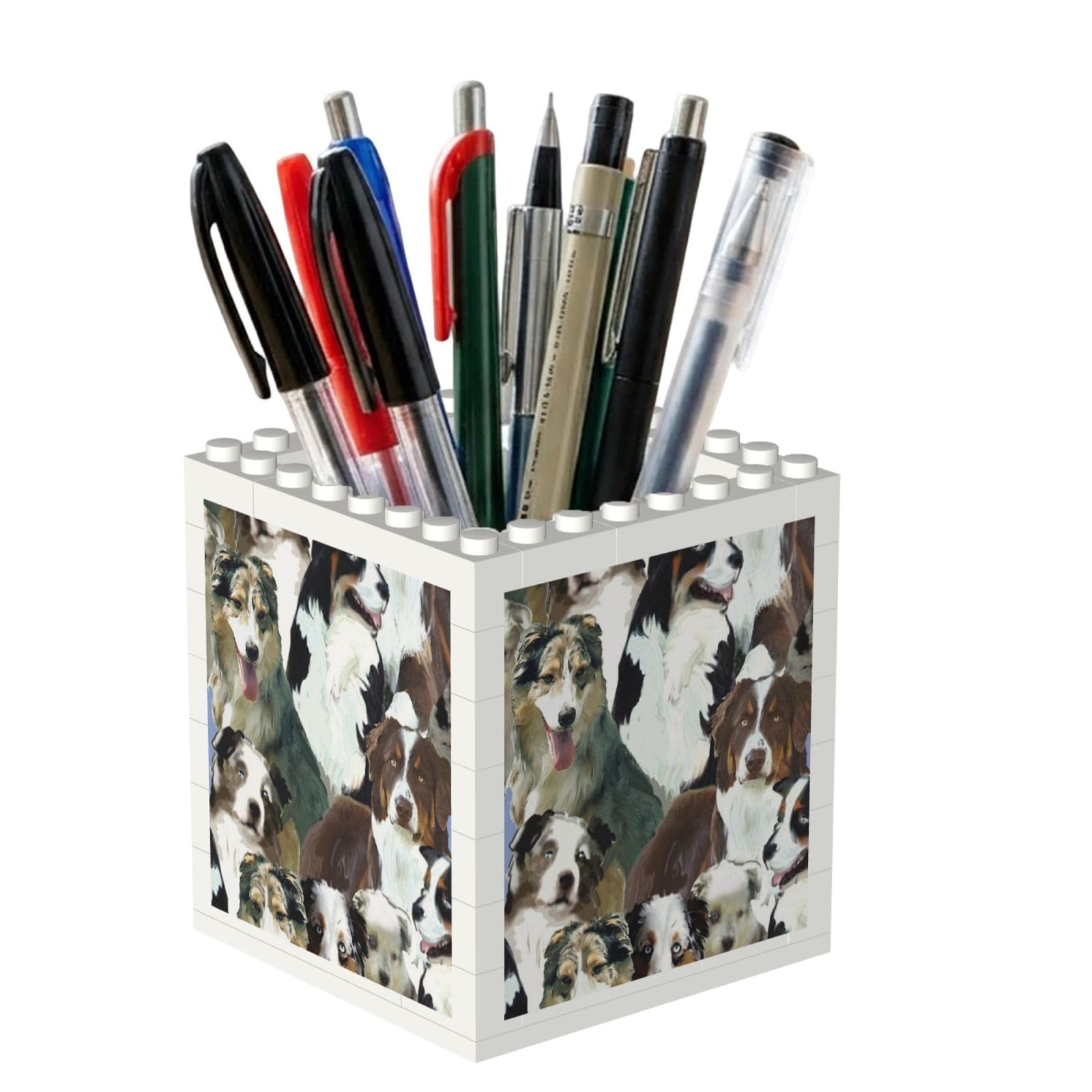 Poadnly Australian Shepherd, Pen Pot Pencil Holder for Office Home School, Compact Desk Organiser for Office Stationery
