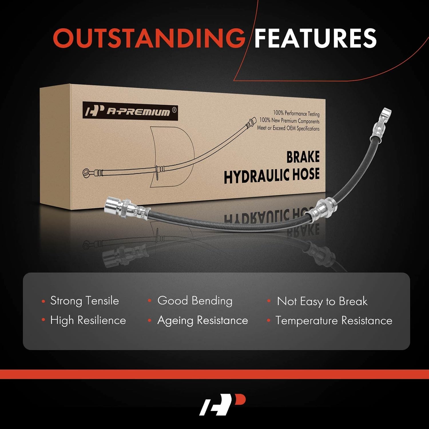 A-Premium Front Driver Brake Hydraulic Hose Compatible with Select Chevy and Suzuki Models - Optra 2006-2010, Forenza 2004-2008, Reno 2005-2008 - Replace# 96397200