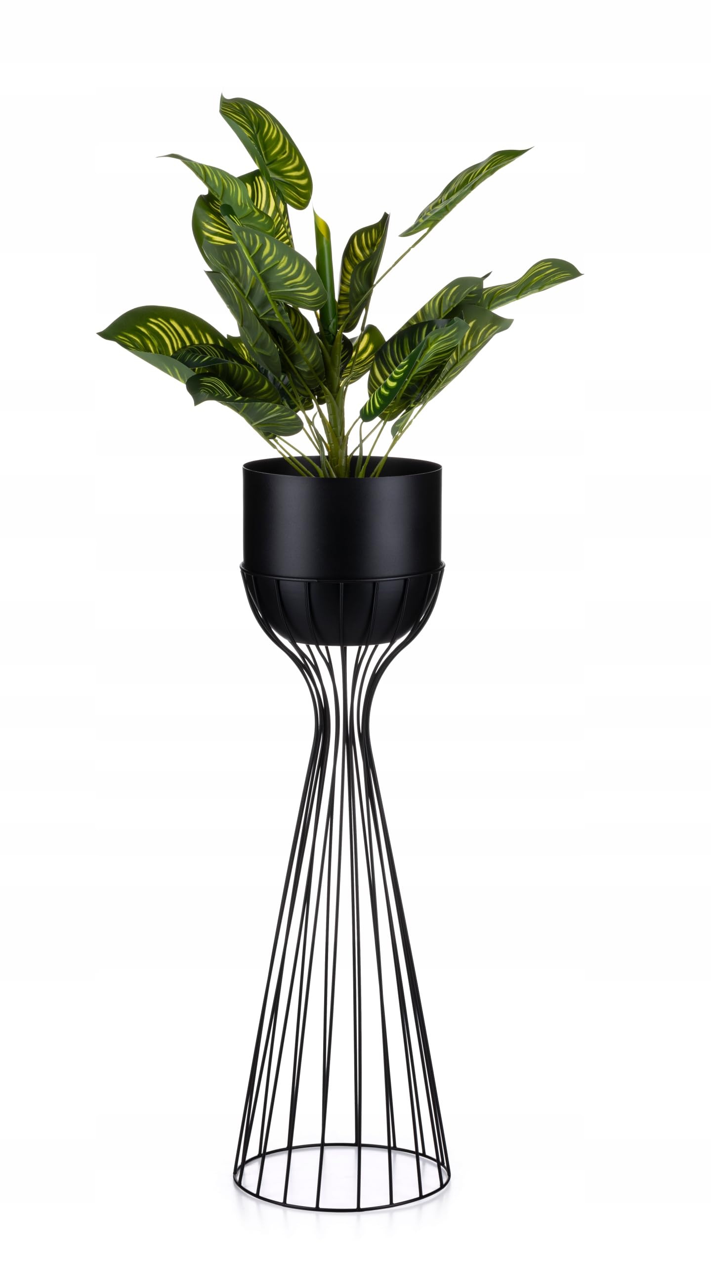 Howhomely Black Flower Stand With Planter Metal 68 X 20 X 20 Cm