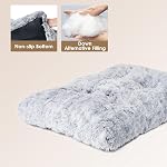 EHEYCIGA Calming Lit pour chien, lit pour chien lavable anti-anxiété, lit d'oreiller pour chien flufy avec fond antidérapant, gris, 29,5"x20"x3"