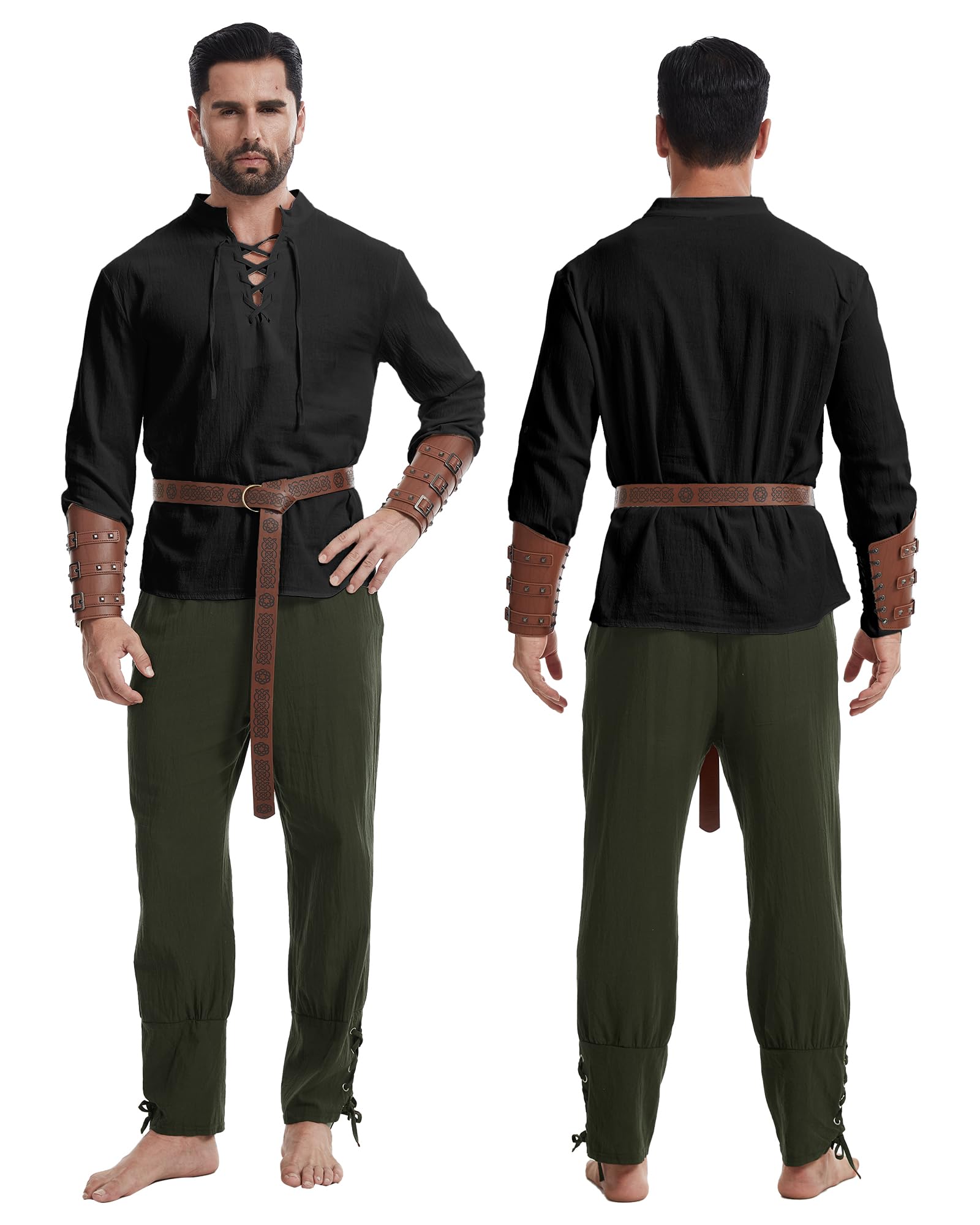 Juego de 5 accesorios para disfraz de pirata, disfraz medieval de pirata con bandana, cinturón, parche para Halloween, capitán y carnaval.