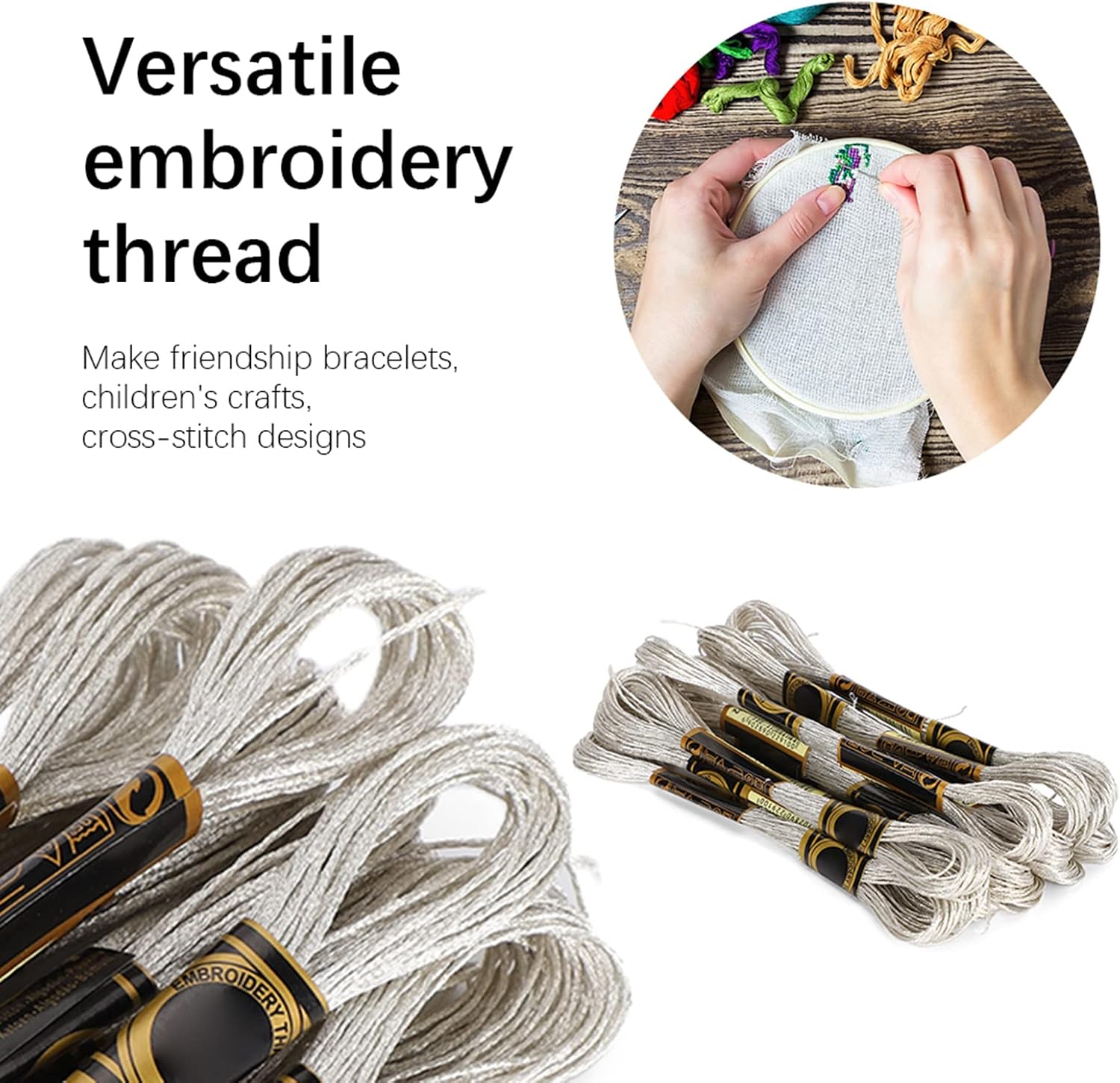 Metallic Embroidery Thread for Bracelets, 24 Skeins Assorted Colors Floss Kit for DIY Crafts, Cross Stitch, Hand Embroidery and Friendship Bracelet Making