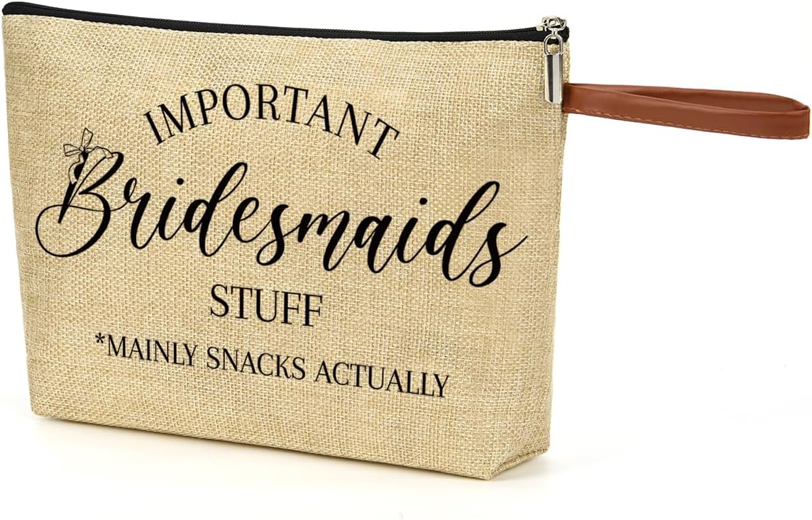 Luxury Makeup Bag Gift for Bridesmaid Proposal, Bachelorette Swag, Bridal Party - Thoughtful Present Women Ladies Friend Coworker - Travel Cosmetic Organizer