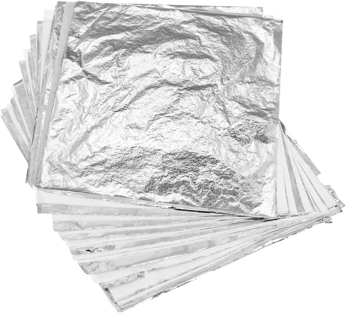 Hohopeti 150pcs Silver Foil Sheets for Crafting Decorative Metallic Leaf for Art Projects Crafts and Furniture Decoration Versatile Silver Foil Sheets