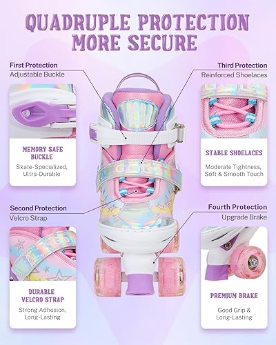 Miniatura 12 de Gonex Patines de ruedas para niñas, niños y mujeres con todas las ruedas iluminadas, patines ajustables para principiantes, niños pequeños