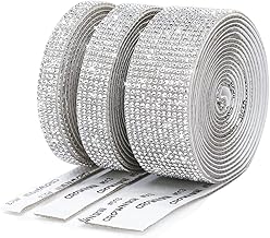 Aufkleber 3 Rolls of Self-Adhesive Crystal Decoration Sticker (Silver) Bling Kristall Rhinestones