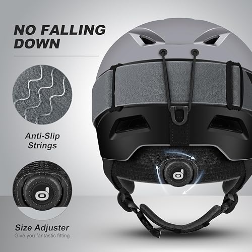 Miniatura 4 de Odoland - Casco de esquí y lentes de esquí, a prueba de golpes, resistente al viento, casco deportivo de seguridad y lentes protectores para