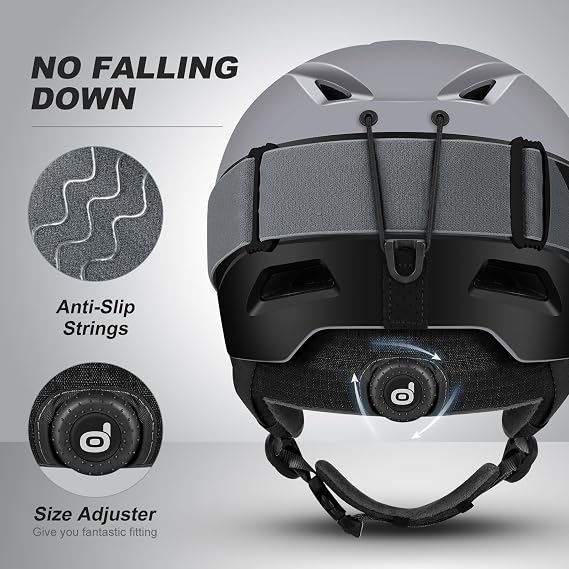 Odoland Ski Helmet, Snowboard Helmet with Ski Goggles for Adults and Youth, Audio Compatible, Shockproof, Windproof, Safety Snow Sports Helmet and Protective Glasses for Men Women