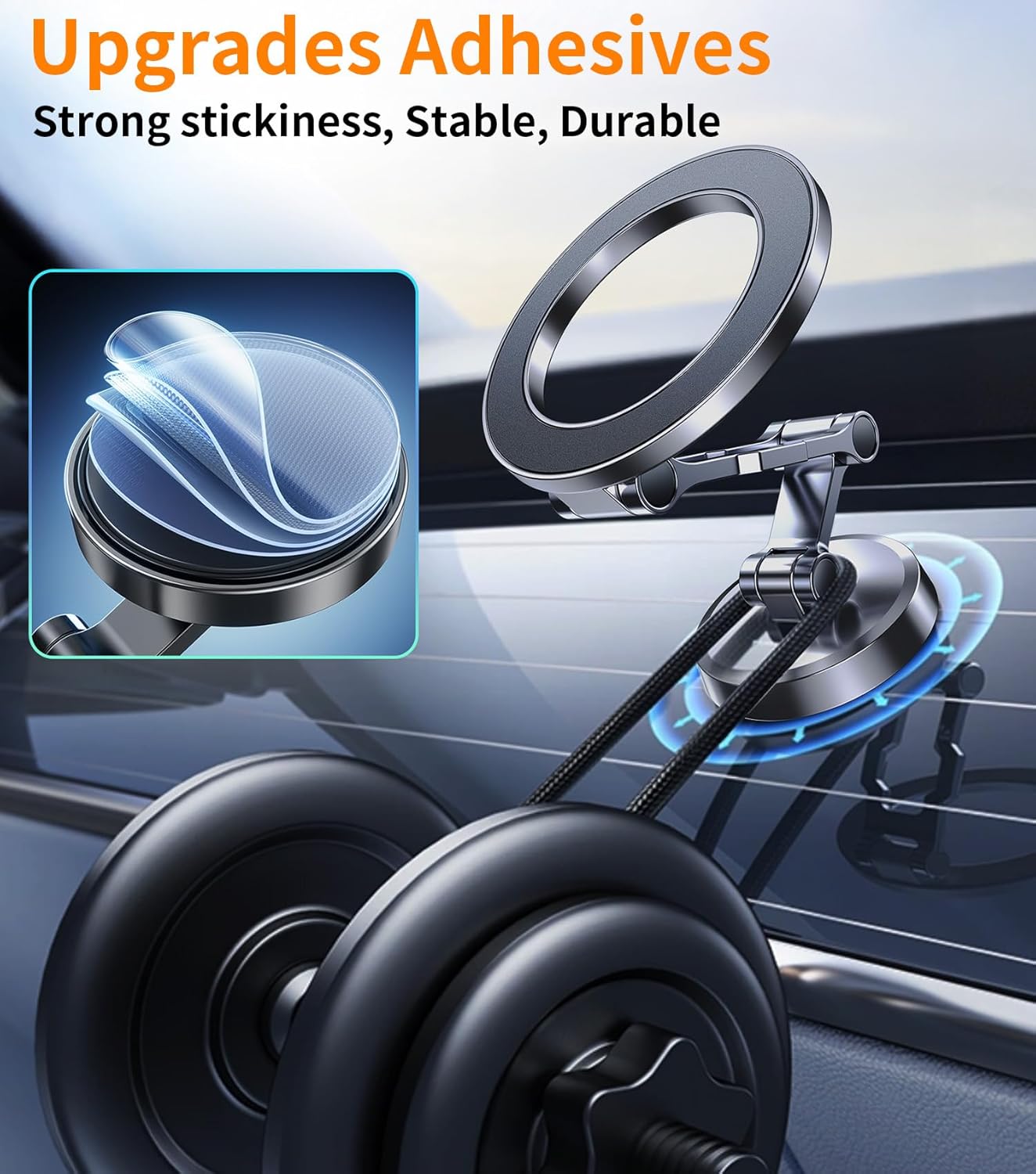 kaistyle for Magsafe Car Mount【Tri-fold & All Metal】Magnetic Phone Holder for Car Phone Holder Mount Dashboard Cell Phone Holders for Your Car Accessories for Women Men for iPhone 17 Pro Max 16 15 14 - Image 4