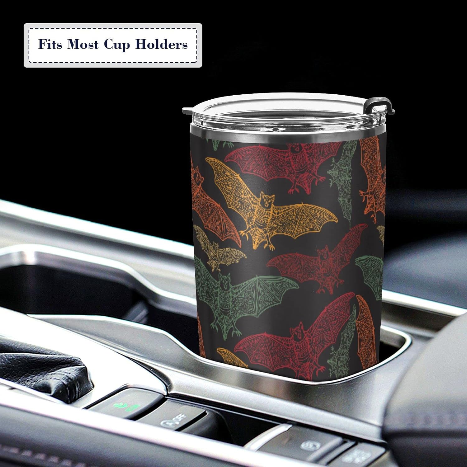 Halloween Tumbler Colorful Bat Insulated Coffee Cup Back to School Beverage Container Office Travel Mug with Straw and Lid 20oz Holiday Gift Day of The Dead Present - Image 6
