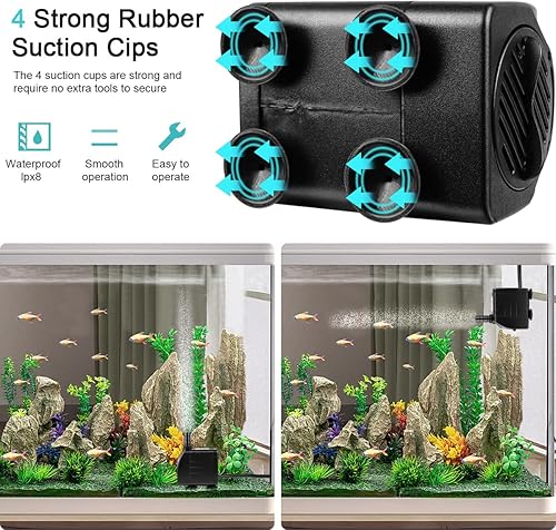 Miniatura 3 de Bomba sumergible de 15 W, bomba de agua de fuente ultra silenciosa, 265 GPH con 5.25 pies de alta elevación 4.8 pies, cable de alimentación para