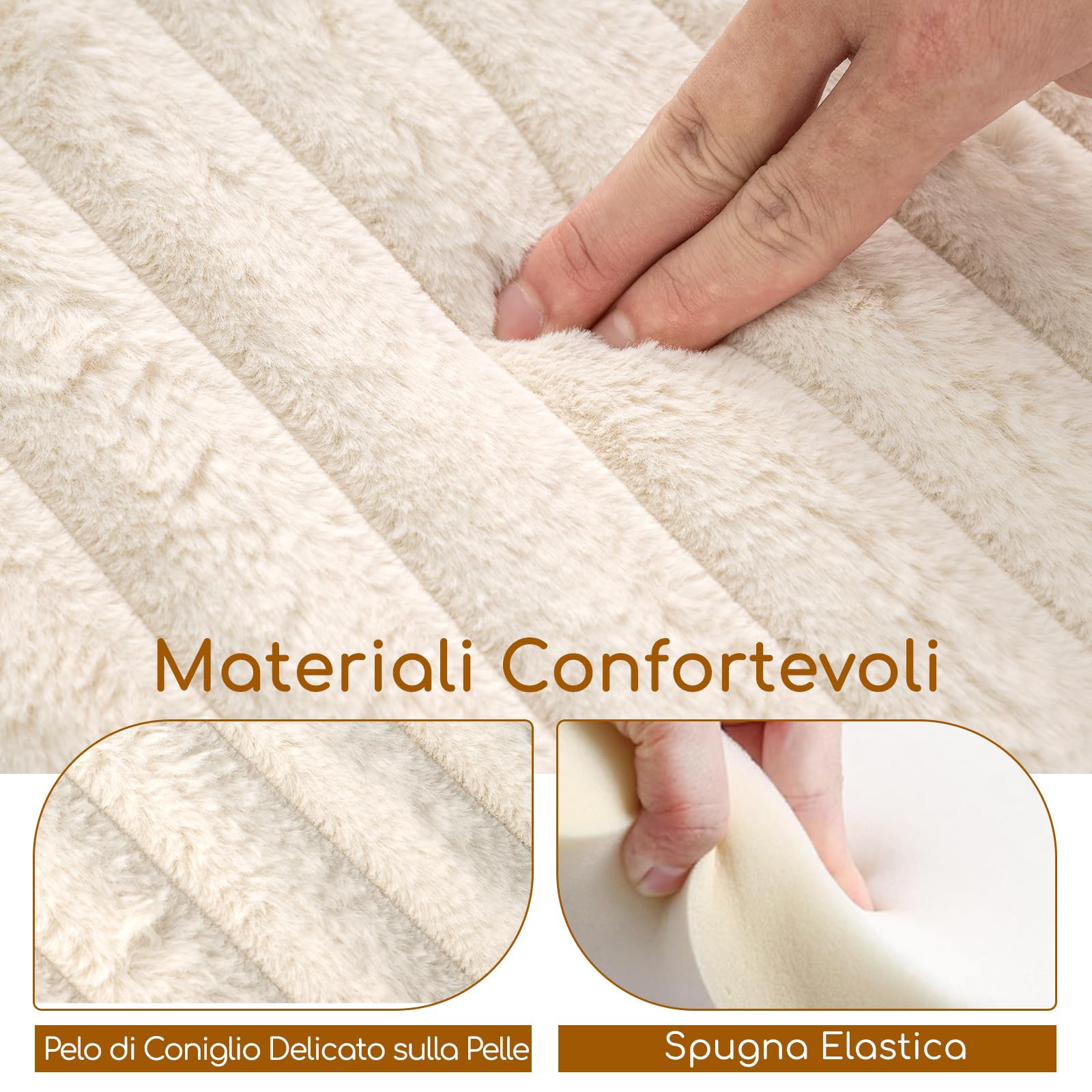 COSTWAY Set di 2 Pouf Contenitori Rotondi, 32L+21L, in Pelo di Coniglio | Sgabelli Contenitori Impilabili con Coperchi Rimovibili e Scomparti Nascosti per Soggiorno e Camera da Letto