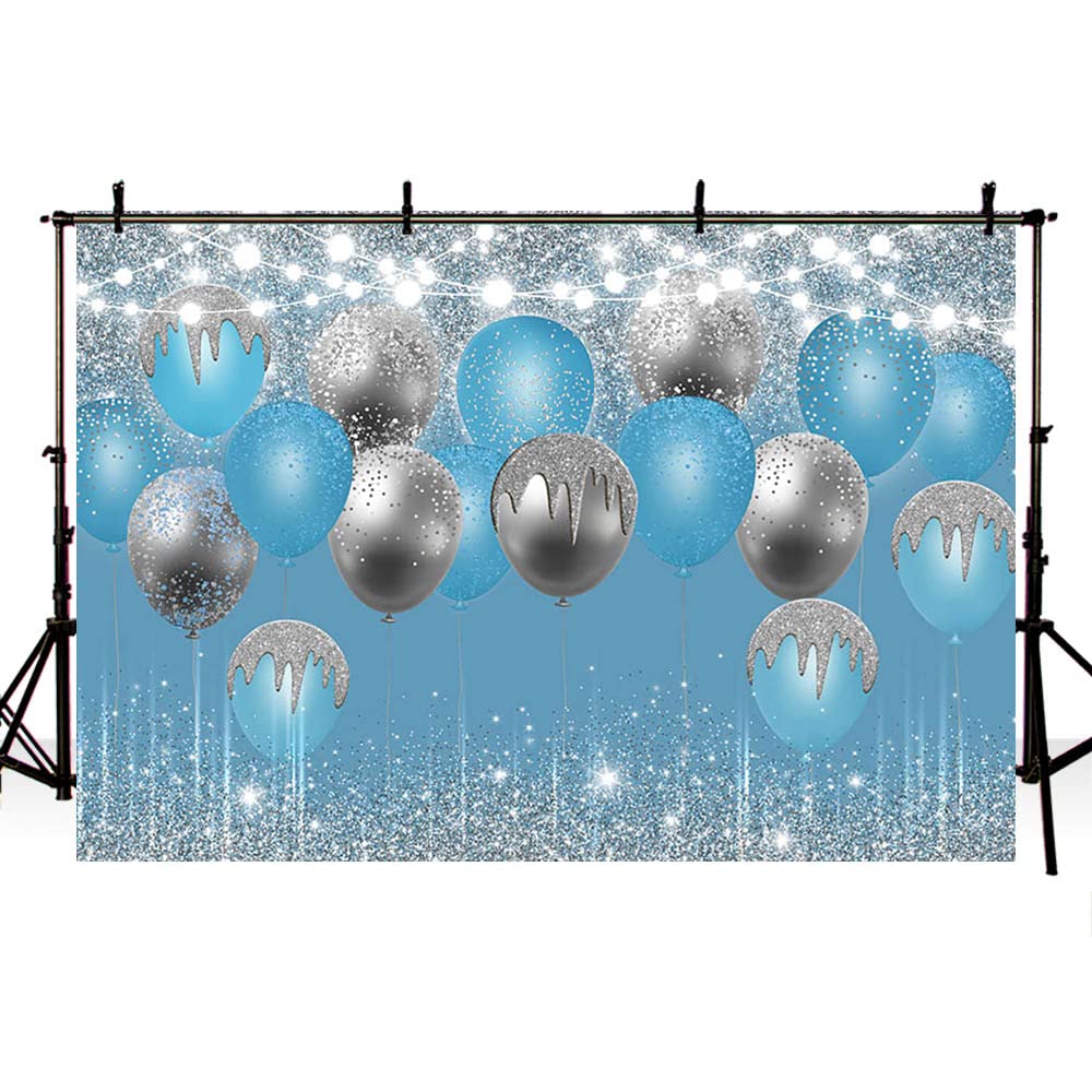 SENDY 7x5ft Navy Blue Silver Glitter Backdrop - Photography Background Vinyl | Party Wedding Photo Booth