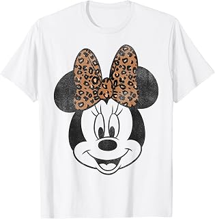 Minnie Mouse Distressed Vintage Leopard Bow Portrait T-Shirt Small