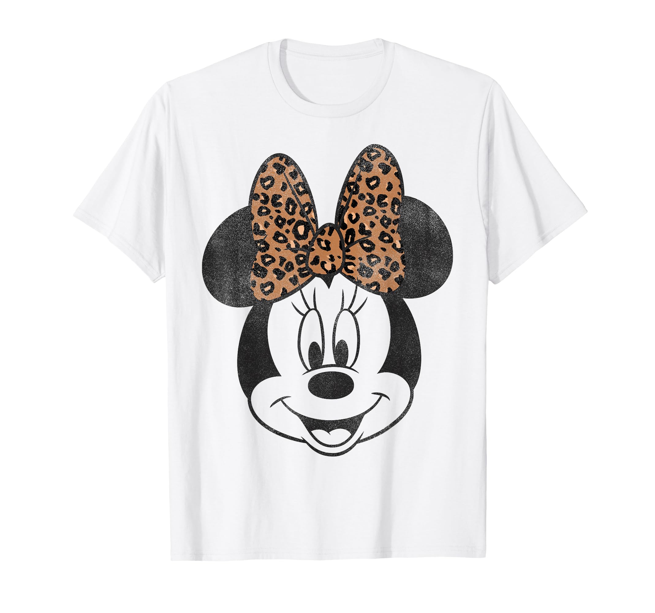 Minnie Mouse Vintage Leopard Print Bow Portrait Short Sleeve T-Shirt