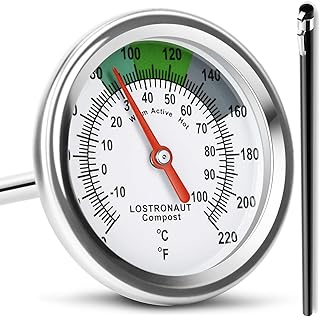 Sponsored Ad - Long Stem Compost Soil Thermometer - Fast Response Stainless Steel 16 Inch - Fahrenheit and Celsius - Inclu...