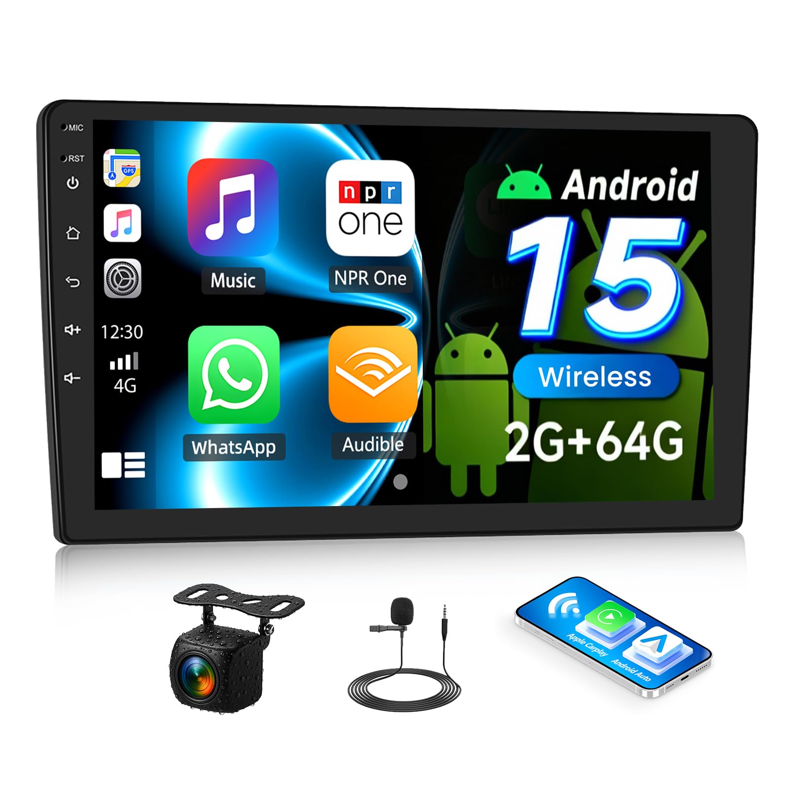 Amazon.com: [2G+64G] Android 15 Car Stereo with Wireless Carplay