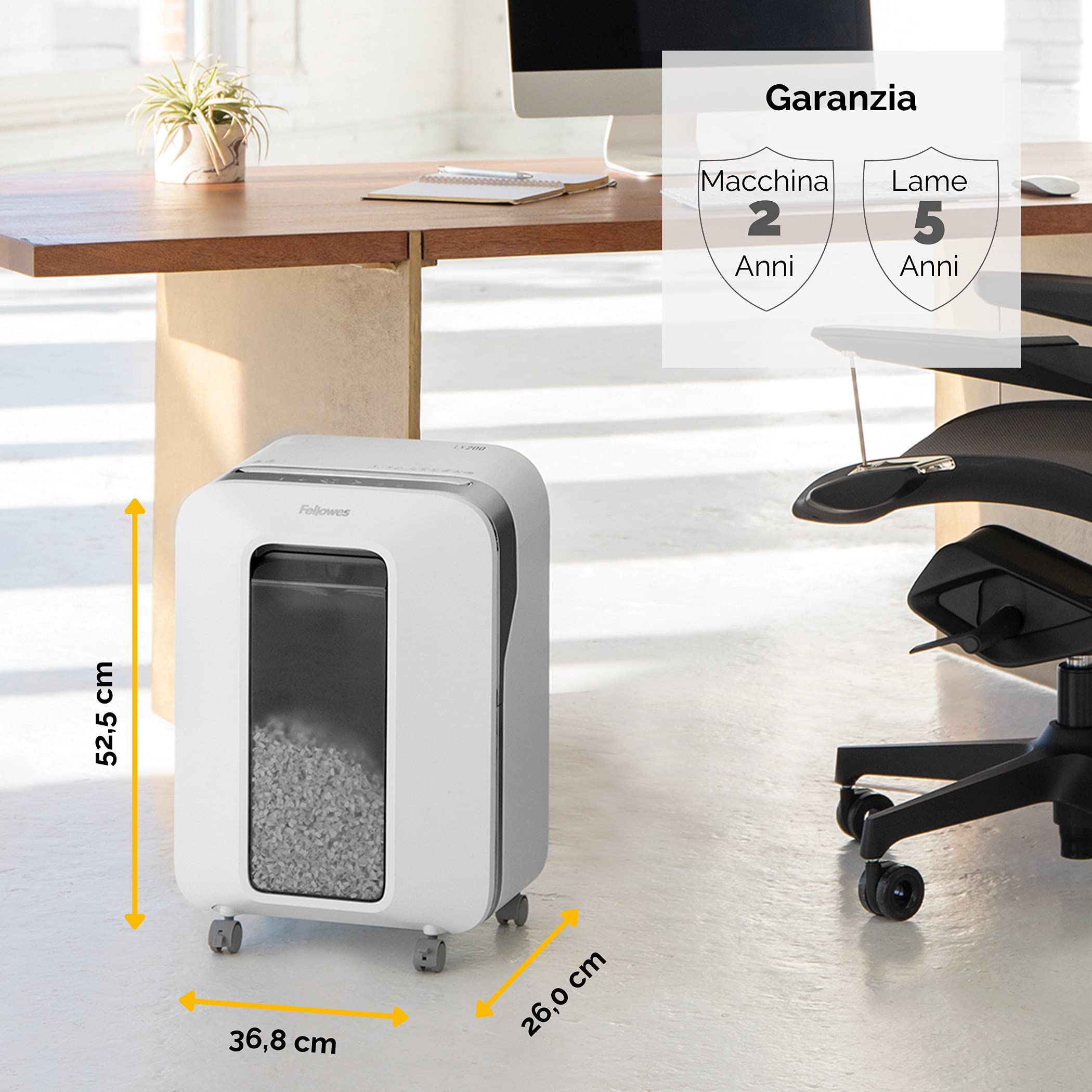 Fellowes distruggi documenti a microframmento LX201, 12 fogli, per casa e piccolo ufficio, uso personale, distruggidocumenti con tecnologia Intellibar, 100% anti inceppamento e Safesense, bianco