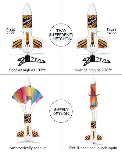 Miniatura 5 de SainSmart Jr. Lanzacohetes para niños – Lanzamiento de cohetes de aire motorizado de hasta 200 pies, aterriza de forma segura con paracaídas,