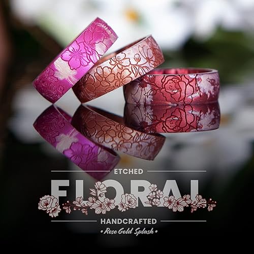 Miniatura 2 de Enso Rings Anillos de silicona florales grabados, diseño cómodo y flexible, colección de primavera