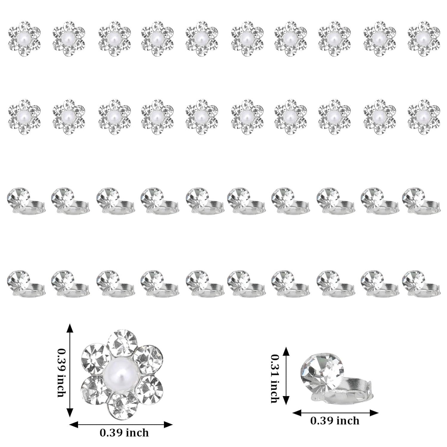 YISSION 40 Pcs Mini Rhinestone Hair Clips Cute Flower Hair Pins Small Crystal Hair Clip Decorative Flower Hair Clips Silver Wedding Bridal Hair Accessories for Girls Women - Image 6