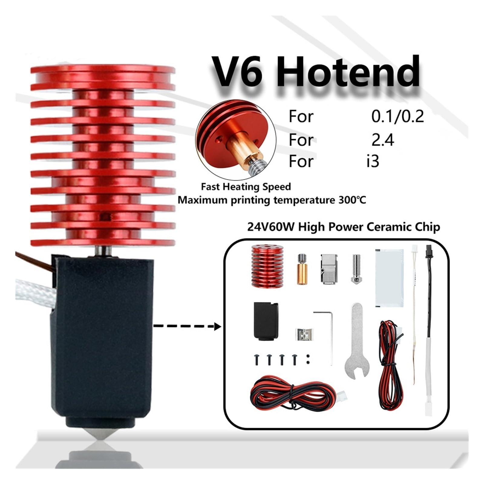 Kompatibel mit Voron, V6 Volcano Hotend Kit for 0,1/0,2/2,4