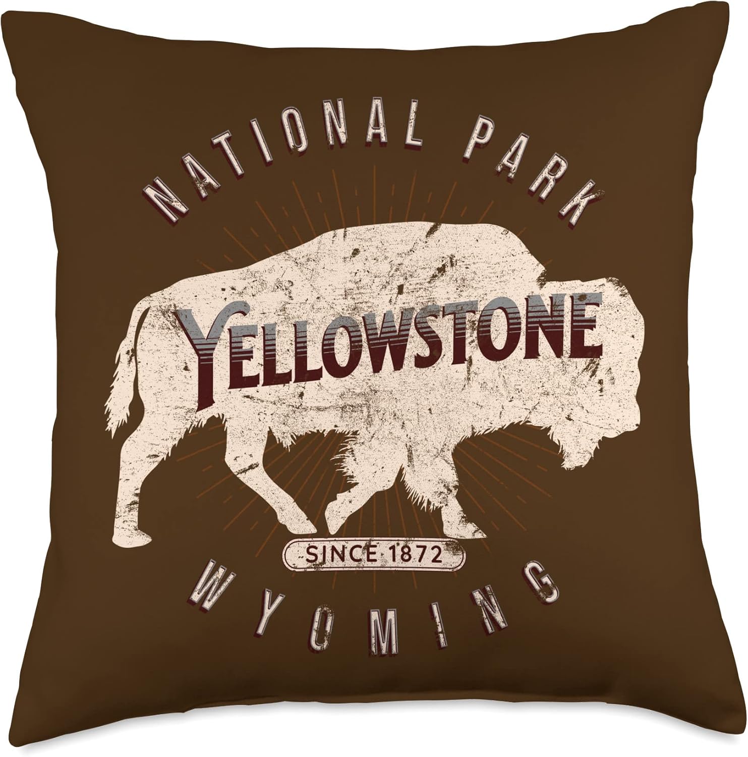 Yellowstone National Park Wyoming Buffalo Hike Outdoors Throw Pillow