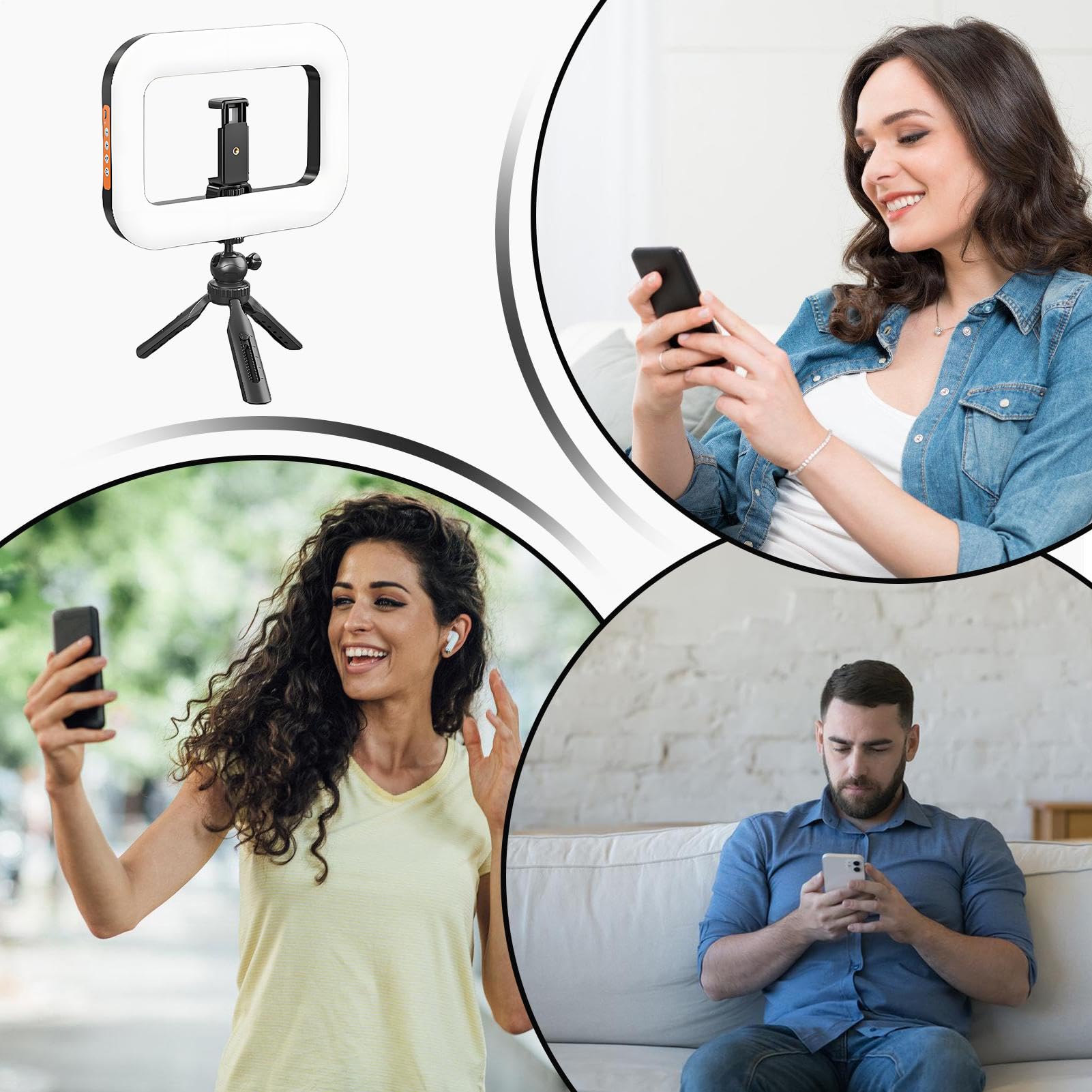 Luce ad Anello per Autoscatto Luce LED Portatile Ricaricabile per Telefono | Video per Blog, Vlog, Riprese, Streaming e Attività Acquatiche