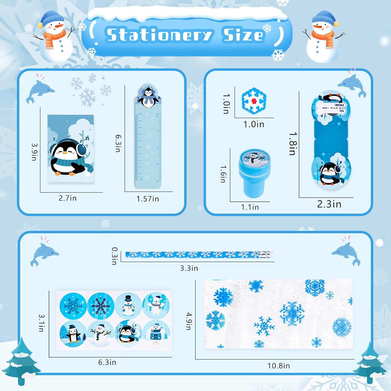 TOAPER 192PCS Winter Stationery Party Favors Bulk Winter Themed Stationery Treat Bags Birthday Supplies for Stocking Goodie Bags Stuffer Exchange School Games Prizes - Image 2