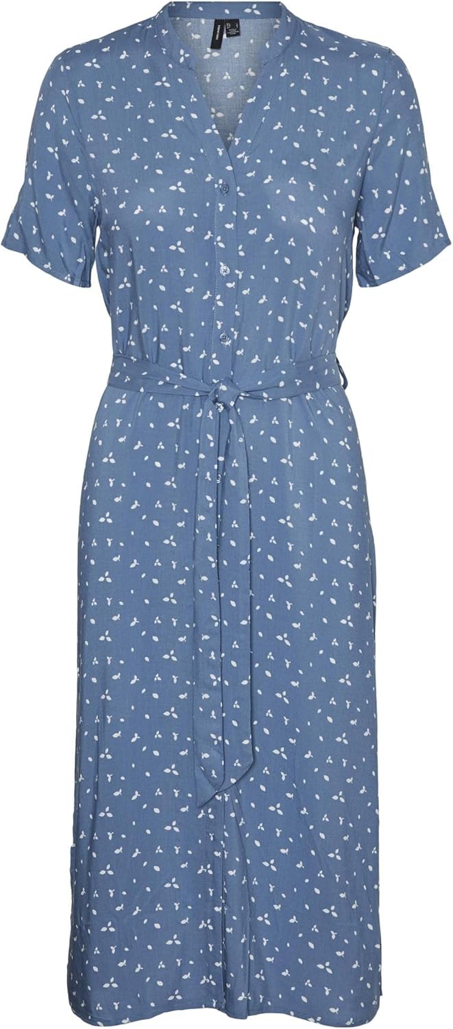VERO MODA Women’s Vmvica S/S Shirt Dress Ga WVN Noos
