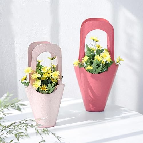 Miniatura 10 de Paquete de 50 bolsas de regalo de flores de papel kraft para colgar ramo de flores, bolsas de papel de flores marrones para decoración del hogar