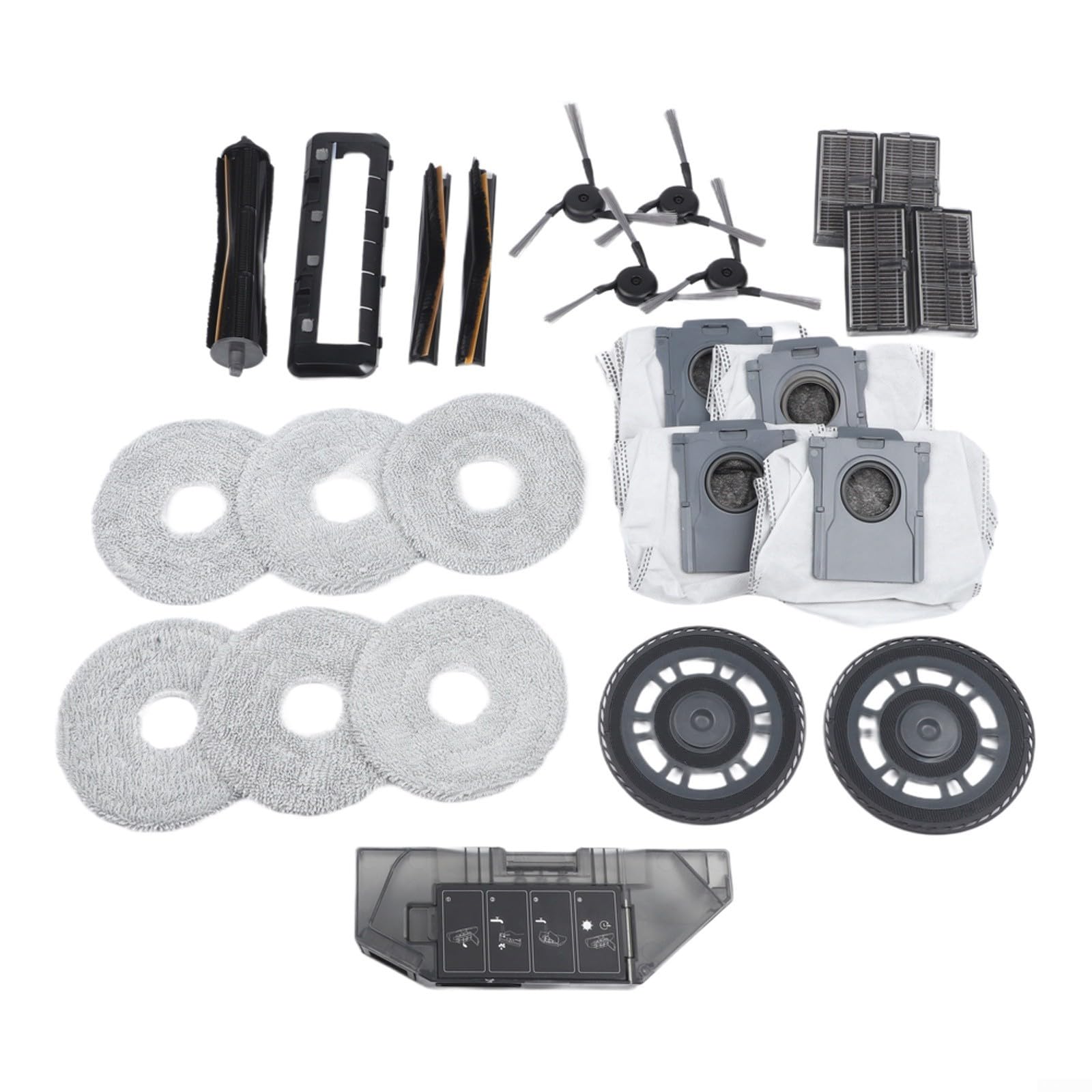 TriCut Brush 2 cepillos de tira principal cubierta de cepillo caja de polvo 2 soportes de paño de fregona 4 filtros HEPA 4 cepillos laterales 4 bolsas de polvo 6 paños de fregona para Mova Pro Ultra