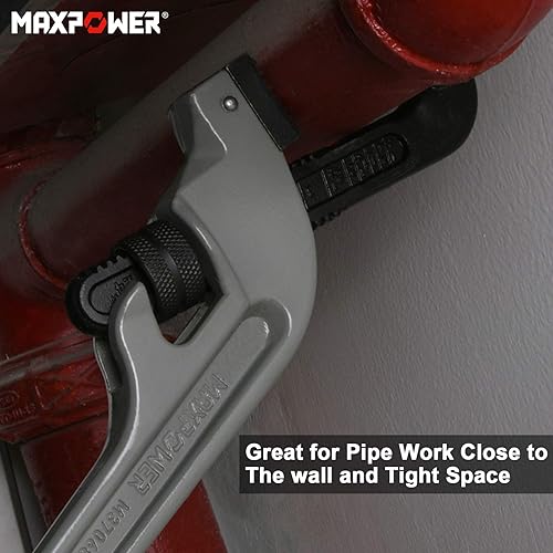 Miniatura 29 de MAXPOWER Llave de tubo de 14 pulgadas, llave de plomería de aluminio 40% más ligera, llaves de tubo recto resistente, capacidad máxima de 2 pulgadas