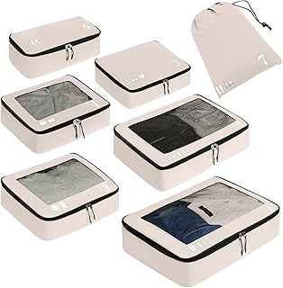 ECOHUB Packing Cubes for Suitcase 7 PCS Travel Organiser Packing Bags Recycled PET Eco Friendly Travel Accessories Shoes B...