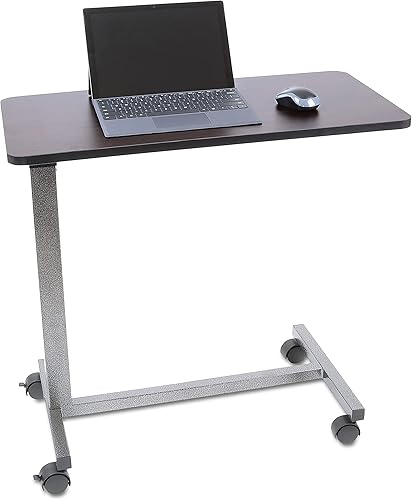Miniatura 6 de Roscoe Medical Bandeja de cama con ruedas - Mesa de bandeja rodante para cama o silla - Mesa auxiliar de cama para laptop comer marrón